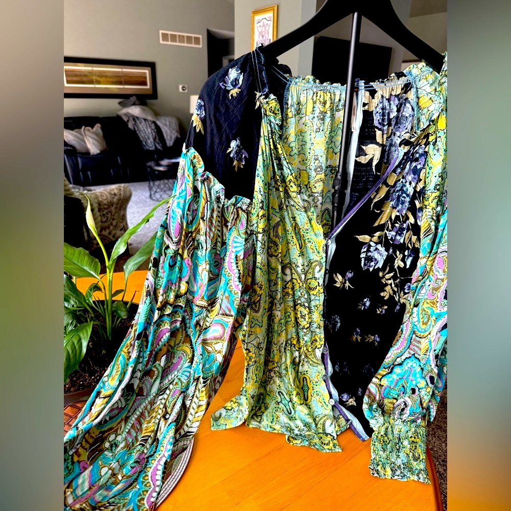 🦋 FREE PEOPLE 🦋 Multicolor Patchwork Blouse